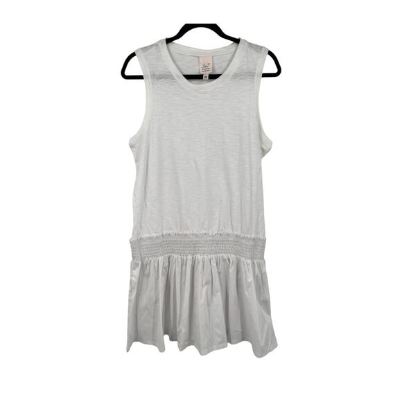 Cinq a Sept Dress Betsie smocked drop waist minidress white size Large L - Picture 1 of 8